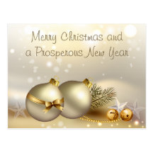 Gold Balls, Bells and Stars Post Card