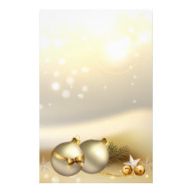 Gold Balls, Bells and Stars Stationery Paper