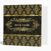 Gold Baroque Pattern+ Ornate Frame Vinyl Binder