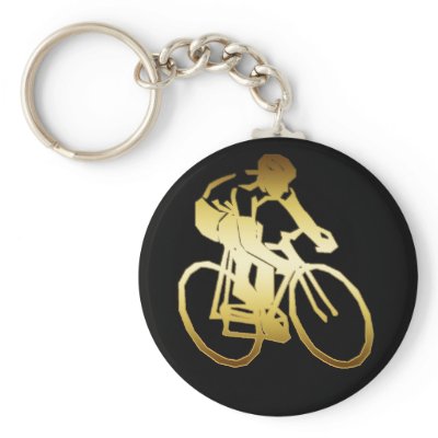 GOLD BIKE RIDER KEYCHAIN by dgpaulart
