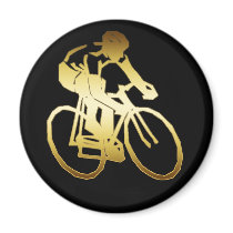 GOLD BIKE RIDER REFRIGERATOR MAGNET