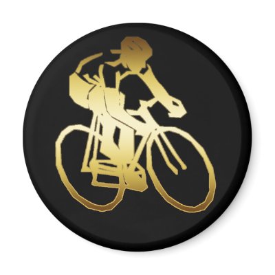 GOLD BIKE RIDER REFRIGERATOR MAGNET by dgpaulart