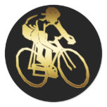 GOLD BIKE RIDER ROUND STICKERS