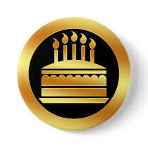 Gold Birthday Cake Button