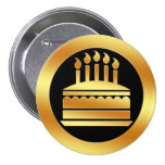 Gold Birthday Cake Button