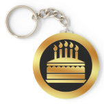 Gold Birthday Cake Keychains