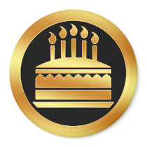 Gold Birthday Cake Fridge Magnet