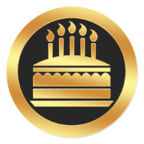 Gold Birthday Cake Stickers