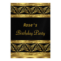 Gold Black Birthday Party Invitation