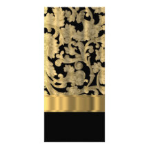 Gold & black floral damask rack card
