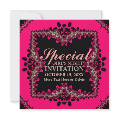 Gold Black & Hot Pink Girls Night Party Invitation by Paperstation