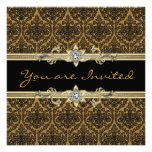 Gold Black Lace Diamond Black Tie Party Invitation