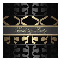 Gold & Black Party Streamer Birthday Invitation