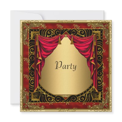 Gold Black Red retro Invitation by invitesnow
