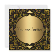 Gold Black retro Party Invitation