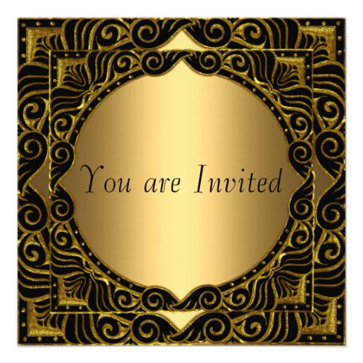 Gold Black retro Party Invitation