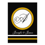 Gold, Black & White Monogram Wedding Invitation