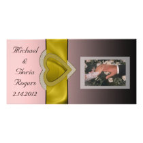 Gold Bling Hearts Photo Cards