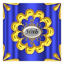 Gold Blue Birthday Party Gold Blue Invitation