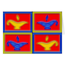 Gold & Blue Lamps Diwali Card