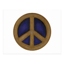 gold blue peace sign postcards
