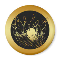 GOLD BOWLING STRIKE REFRIGERATOR MAGNETS