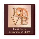 Gold/Brown LOVE, Wedding Bands Save the Date magnets