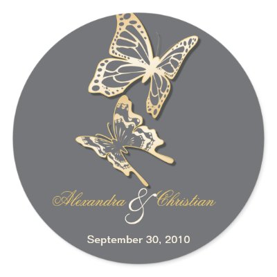 Gold Butterfly Save The Date Wedding Announcement by Ruxique