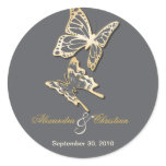 Gold Butterfly Save The Date Wedding Announcement stickers
