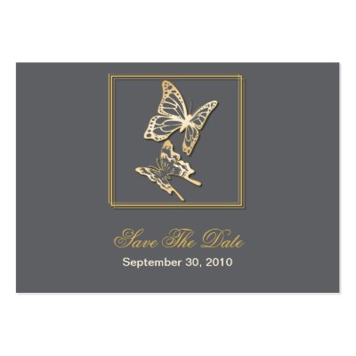 Gold Butterfly Save The Date Wedding MiniCard by Ruxique