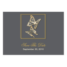 Gold Butterfly Save The Date Wedding MiniCard Business Cards