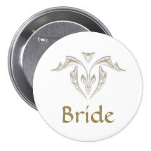 Gold Button Badge - Bride