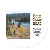 Gold Camp Road Round Stickers
