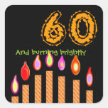 Gold Candles 60th Birthday - Burning Brightly Sticker