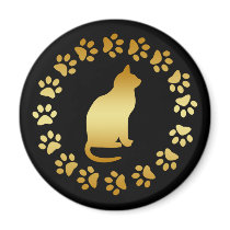 GOLD CAT AND PAWS MAGNET