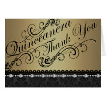 Gold Chic Diamond & Damask Thank You card
