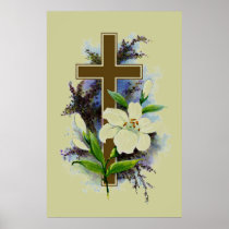 Gold Christian Cross Posters