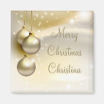 Gold Christmas Balls on Gold Fridge Magnets
