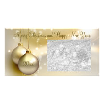 Gold Christmas Balls on Gold Photo Card