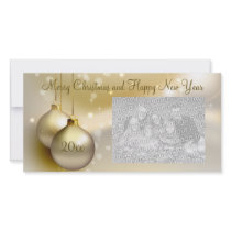 Gold Christmas Balls on Gold Photo Card