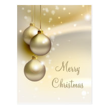Gold Christmas Balls on Gold Post Cards