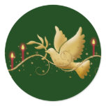 Gold Christmas dove of peace candles stickers