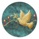 Gold Christmas dove of peace candles stickers