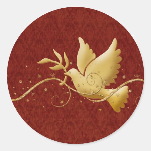 Gold Christmas dove of peace christian event stick Sticker