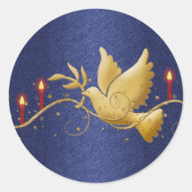 Gold Christmas dove peace candles Stickers