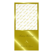 Gold Christmas Tree Embossed Greetings Photo Cards