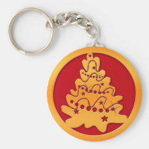 Gold Christmas Tree Keychain
