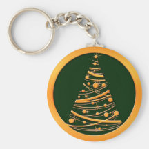Gold Christmas Tree Keychain