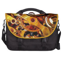Gold Clock Parts Laptop Bag