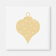 Gold Colour Christmas Bauble Design. Refrigerator Magnet